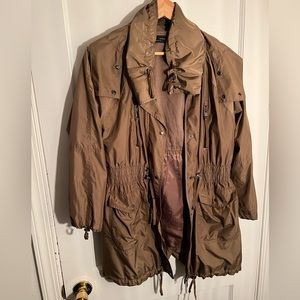 🤍✨ZARA WOMAN CHOCOLATE BROWN TIE WAIST LIGHTWEIGHT UTILITY JACKET HOODED
